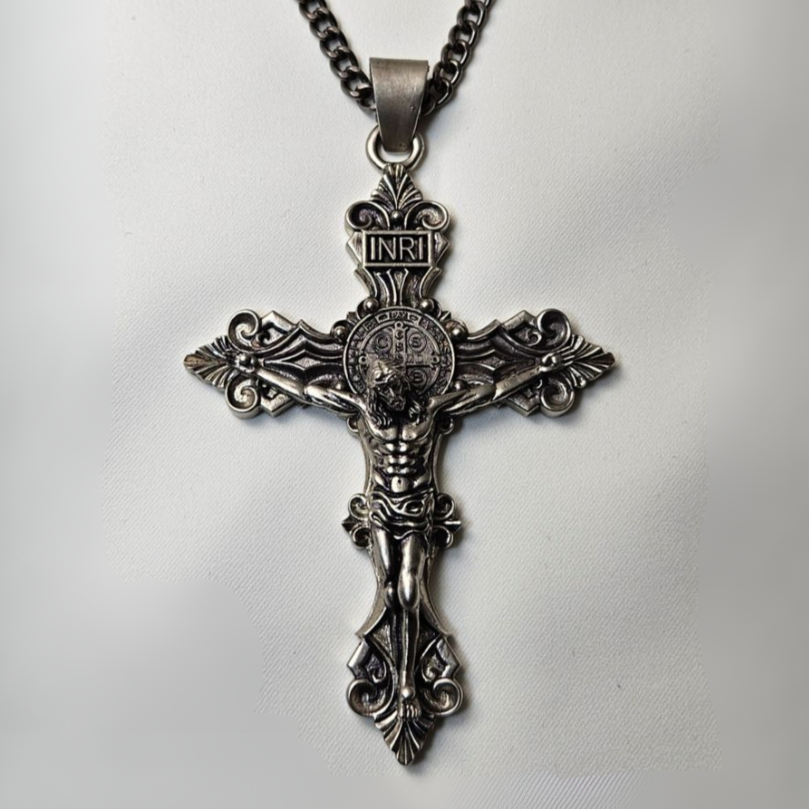 Handmade 925 Sterling Silver Crucifix INRI Jesus Cross Pendant
