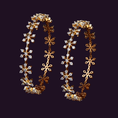 Aarika Floral Jadau AD Bangles – Gold Plated Elegance (2 Set)